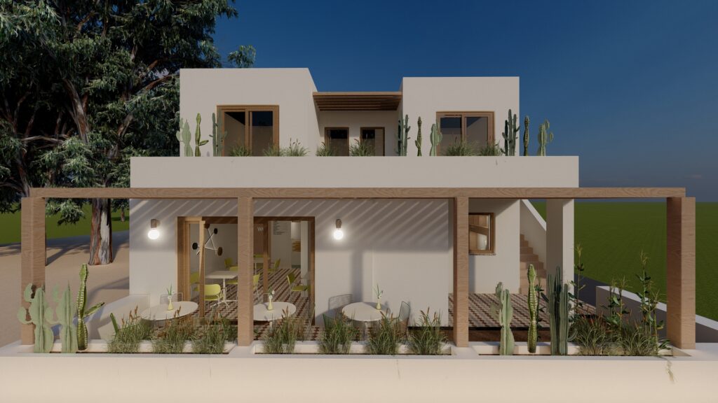 Αναψυκτήριο στην Τήνο - Εξωτερική όψη αναψυκτηρίου με παραδοσιακά κυκλαδίτικα στοιχεία από το SCale Design Studio