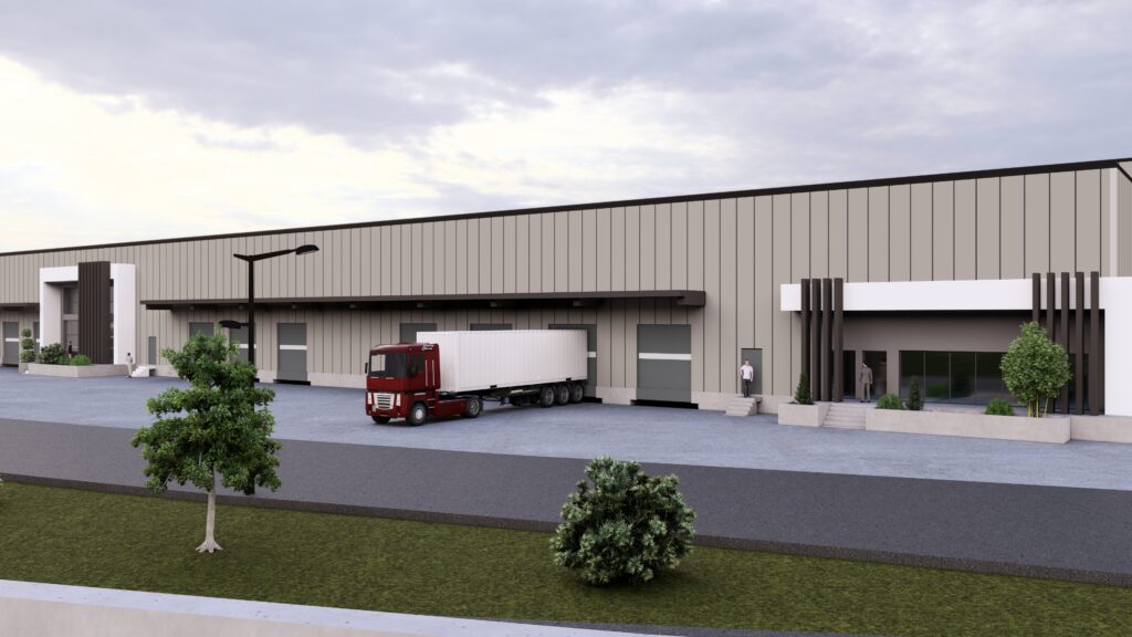 Αποθήκη logistics στην Αττική με εξωτερικό χώρο φόρτωσης και φορτηγό