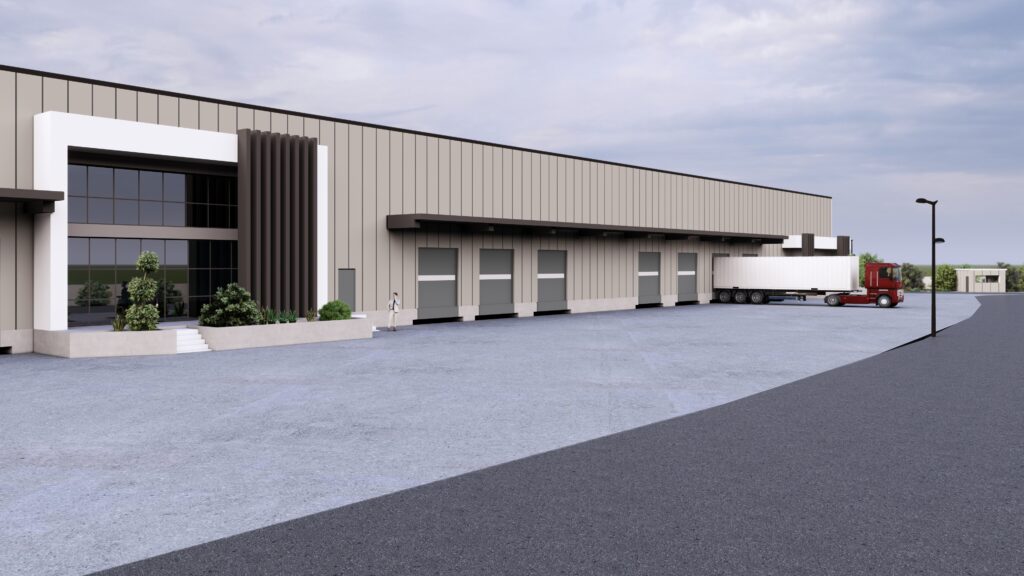 Αποθήκη logistics στην Αττική με χώρο φορτοεκφόρτωσης και φορτηγό.